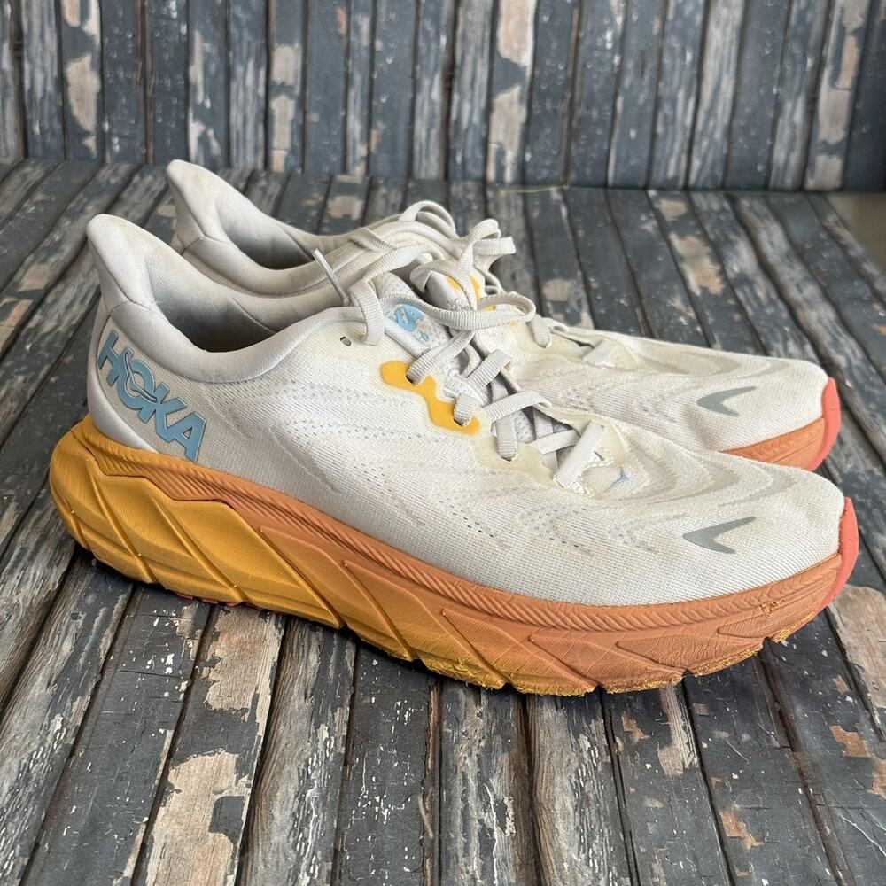 Hoka Arahi 6 Running Shoes Womens 9B White Orange Comfort Cushioned